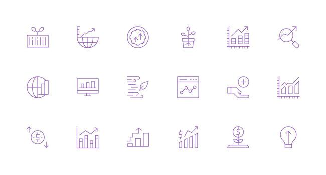 18 Minimal Line Designs for Increase Icons Essential Icons for Rapid UI Building vector