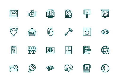 Thick Line Line Style Diagnostic Icons with 24 Vectors Customizable Icon Series for Mobile Screens