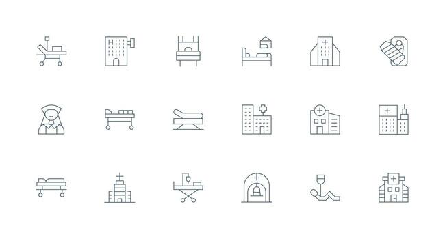 Ward featuring 18 Icons in Minimal Line Design Neatly Designed Icons for Web Platforms vector