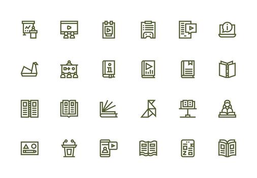 tutorial visual paquete conteniendo 24 grueso línea línea íconos profesional icono conjunto vector