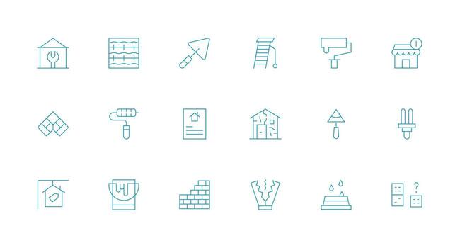 18 Minimal Line Vectors for Renovation Theme Sharp Icons for Presentations