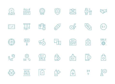 35 ligero línea estilo íconos desde acuerdo colección rápido acceso íconos para ui desarrollo vector