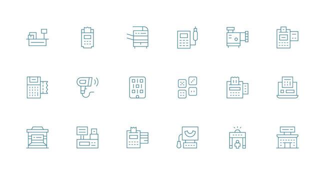 18 mínimo línea estilo íconos desde escáner colección profesional icono paquete para desarrollo trabajo vector