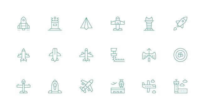 Takeoff featuring 18 Icons in Minimal Line Design UI and UX Focused Icon Collection vector