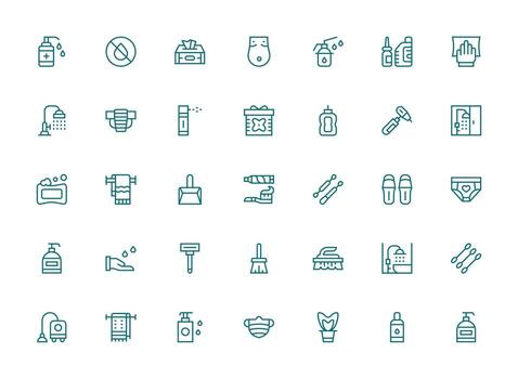 Hygiene Set with 35 Regular Clean Line Icons High-Resolution Icons for Any Platform vector