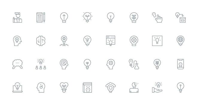 32 Icons for Idea in Thin Line Format Pixel Perfect Icons for Modern Apps vector
