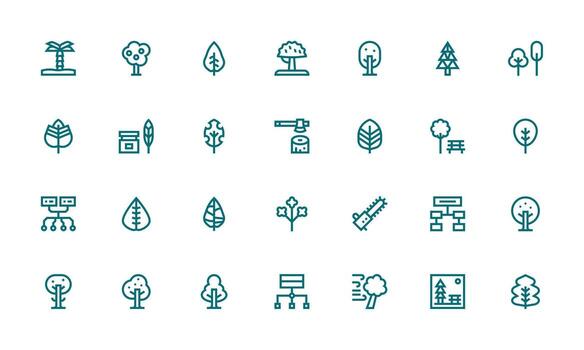 negrita línea íconos desde árbol conjunto con 28 vectores interfaz icono colección