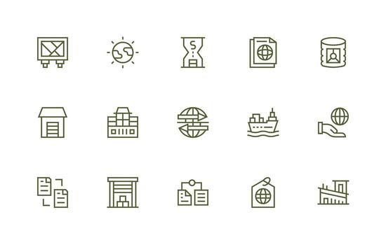 15 Icons for Import in Regular Line Format Sharp Icons for Presentations vector