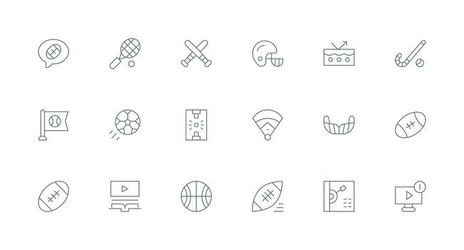 mínimo línea estilo jugador íconos con 18 vectores esencial icono colección