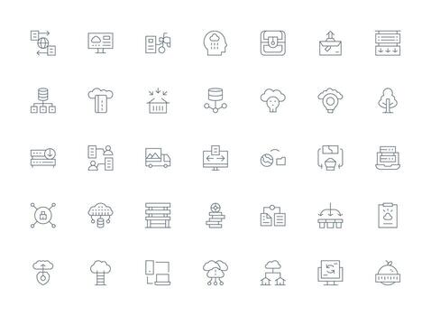 Light Line Icons from Cloud Storage Set with 35 Vectors Layout Icon Collection