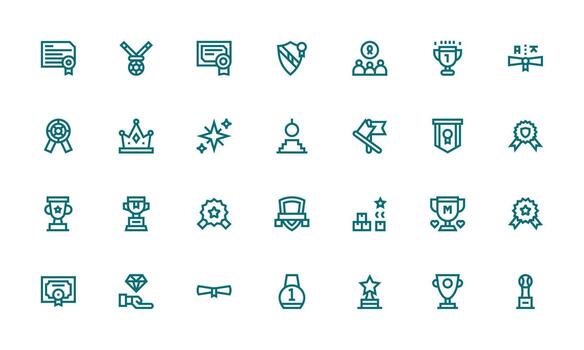 28 Icons for Award in Bold Line Format All Device Compatible Icon Set vector