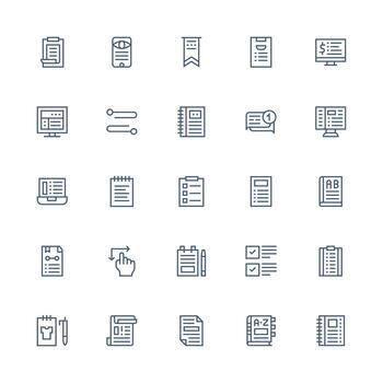 List Visual Pack containing 25 Medium Stroke Outline Icons Multi-Style Icons for Creative Projects vector