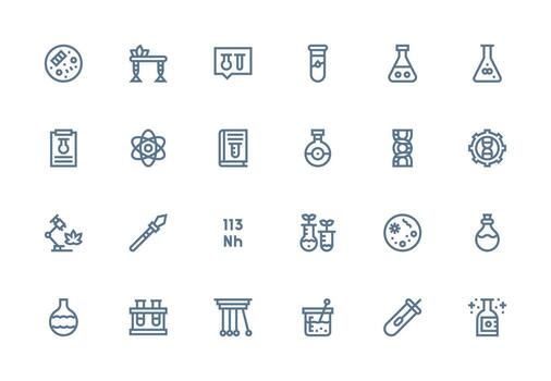 24 Thick Line Line Vectors for Experiment Theme Essential Icons for Rapid UI Building