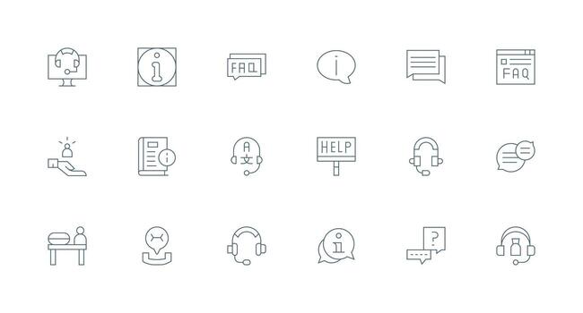 18 Minimal Line Vectors for Support Center Theme Simplified Icon Pack for Visual Tools