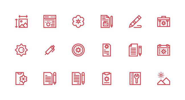 Modify Design Icons featuring 18 in Strong Stroke Line Style Multi-Purpose Icon Set vector