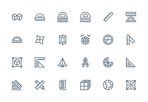Geometry featuring 24 Icons in Thick Line Line Design Pixel Perfect Icons for Modern Apps vector