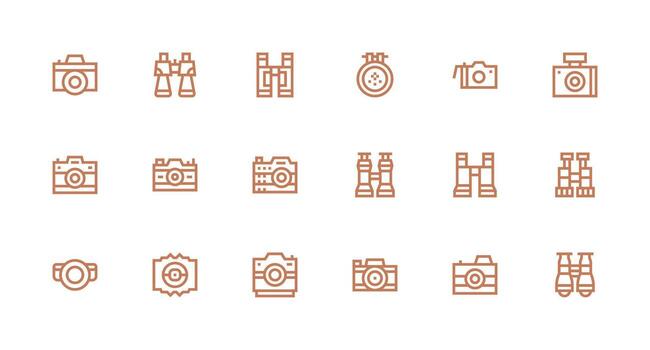 18 fuerte carrera línea estilo íconos desde visor colección núcleo icono colección para diario Tareas vector