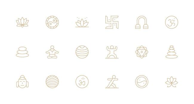 18 Icons for Yoga in Minimal Line Format Icon Set for Web vector