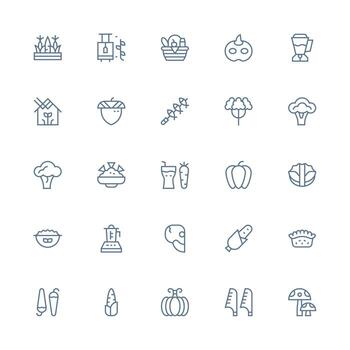 25 medio carrera contorno íconos para vegetal gráficos esencial íconos para rápido ui edificio vector