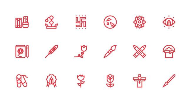 Strong Stroke Line Style Artistic Icons with 18 Vectors Core Icon Collection for Daily Tasks