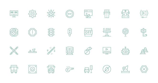 32 Icons for Stop in Thin Line Format Essential Icon Collection vector