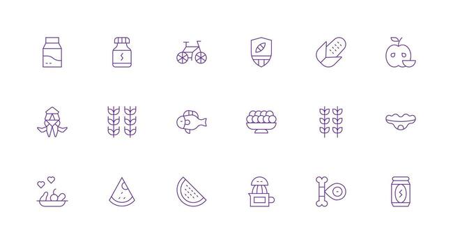 18 Icons for Healthy in Minimal Line Format Web Icon Collection vector