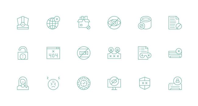 acceso negado visual paquete conteniendo 18 mínimo línea íconos monitor icono paquete vector