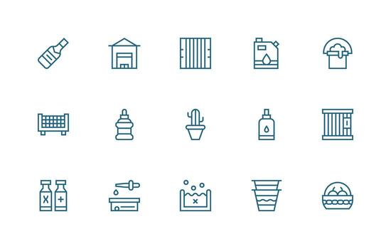 Container including 15 Regular Line Illustrations Simplified Icon Pack for Visual Tools vector