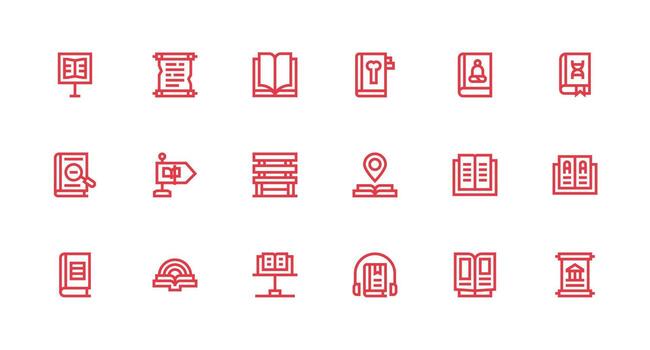 18 Strong Stroke Line Icons for Library Graphics Essential Icons for Rapid UI Building vector
