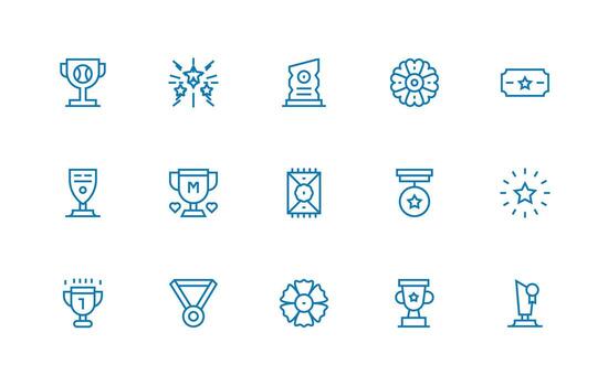 Accolade Icon Set with 15 Regular Line Graphics Simple Icon Pack vector