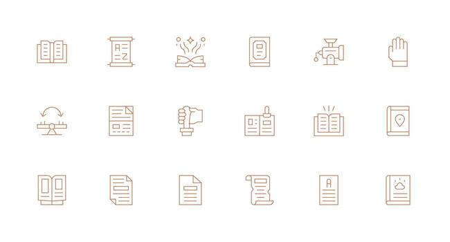 Manual Icon Collection with 18 Minimal Line Designs Display Icon Pack vector