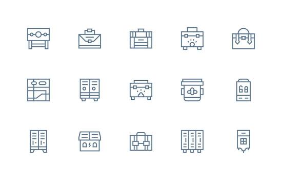 Locker Visual Pack containing 15 Regular Line Icons App Icon Pack vector