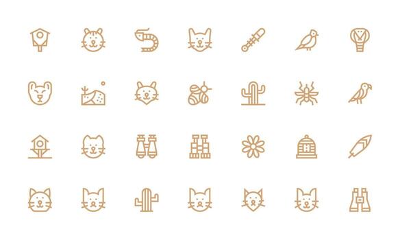 Wildlife Visual Pack containing 28 Bold Line Icons Flexible Icon System for Web Interfaces vector