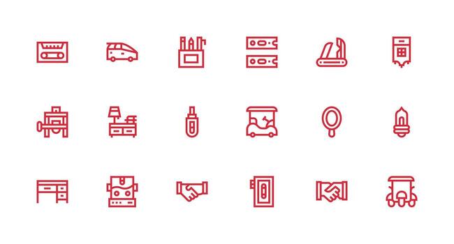 Compact Visual Pack containing 18 Strong Stroke Line Icons Functional Icon Series vector