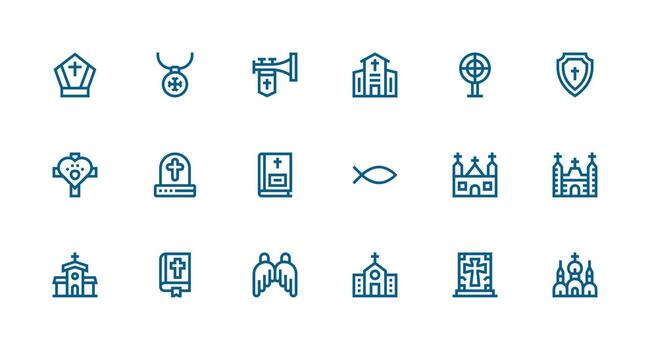 Strong Stroke Line Icons from Christian Set with 18 Vectors User Interface Icons for Digital Products