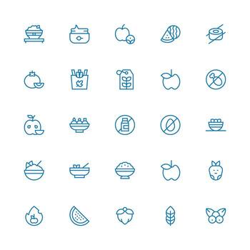 Vegan featuring 25 Icons in Medium Stroke Outline Design Responsive Icon Set for Flexible Layouts vector