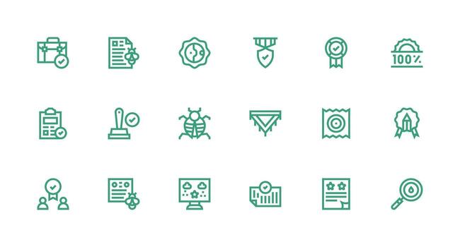 18 Icons for Quality Control in Strong Stroke Line Format Organized Glyph Icons for Fast Design vector