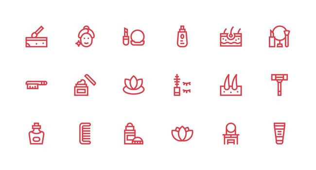 18 fuerte carrera línea estilo íconos desde belleza colección escalable íconos para multiplataforma interfaces vector