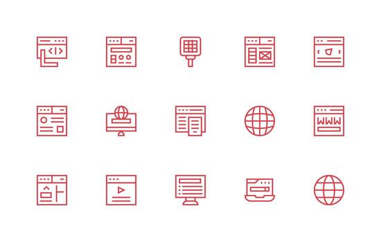 15 Regular Line Style Icons from Browser Collection Neutral Style Icons for Any Project vector
