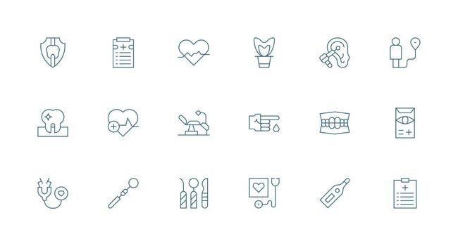 Minimal Line Icons from Checkup Set with 18 Vectors Complete Icon Set for Mobile Apps
