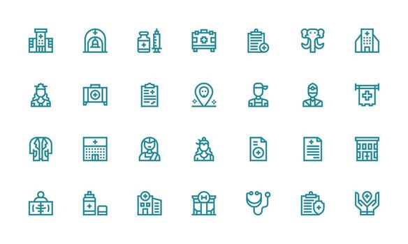 Bold Line Style Physician Icons with 28 Vectors Scalable Icons for Cross-Platform Interfaces