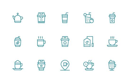 Regular Line Icons from Hot Beverage Set with 15 Vectors Sharp Icons for Presentations