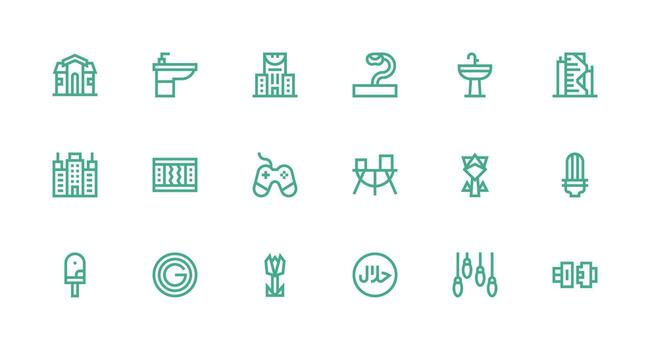 18 Strong Stroke Line Icons for Modern Design Graphics Multi-Style Icons for Creative Projects vector