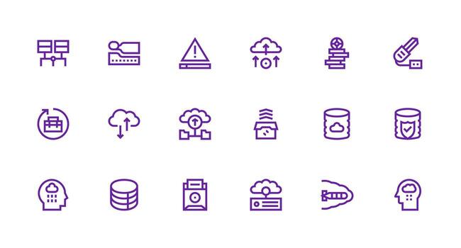 Data Backup featuring 18 Icons in Strong Stroke Line Design Pixel Perfect Icons for Modern Apps vector