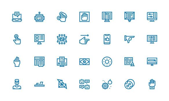 Interface Design Icons featuring 28 in Bold Line Style Customizable Icon Series for Mobile Screens vector