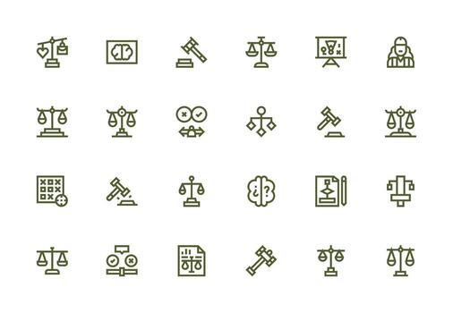Decision featuring 24 Icons in Thick Line Line Design Core Icon Collection for Daily Tasks vector