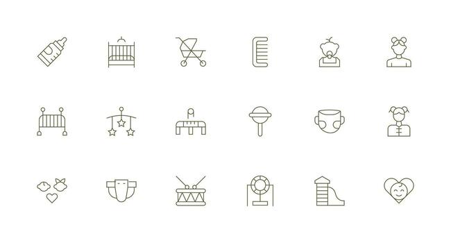 18 Minimal Line Style Icons from Child Collection Reusable Icon Set vector
