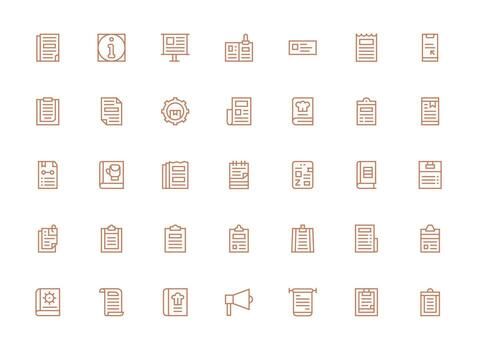 35 íconos para instrucciones en regular limpiar línea formato tablero icono serie vector