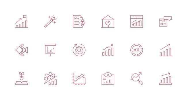 18 Minimal Line Icons for Improvement Graphics Balanced Icon Set for Functional Design vector