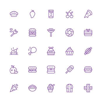 Delicious including 25 Medium Stroke Outline Illustrations Scalable Icons for Cross-Platform Interfaces vector